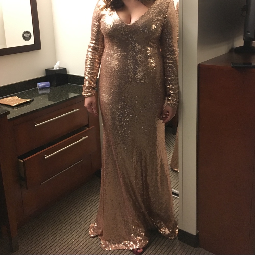 Rose gold floor length dress - Picture 1 of 5